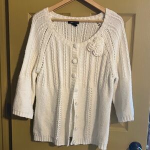 Style & Co. Cream Button-Up Cardigan